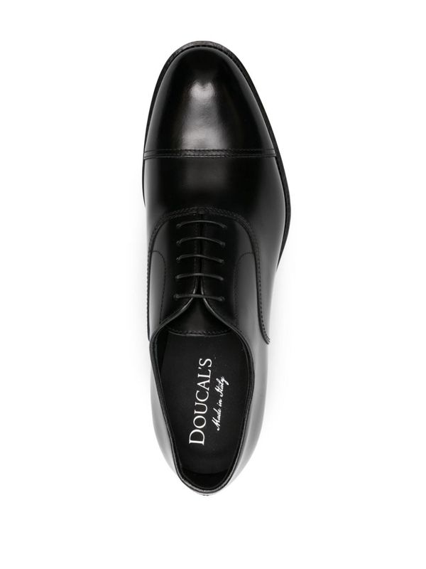 Black Brushed Leather Lace-Up Shoes