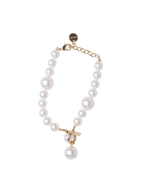 Pearl Gancini Logo Buckle Bracelet