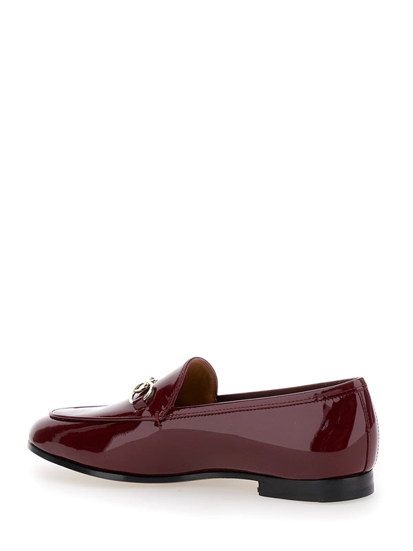 'Jordan' Bordeaux Loafers with Horsebit Detail in Patent Leather Woman Lace-Ups