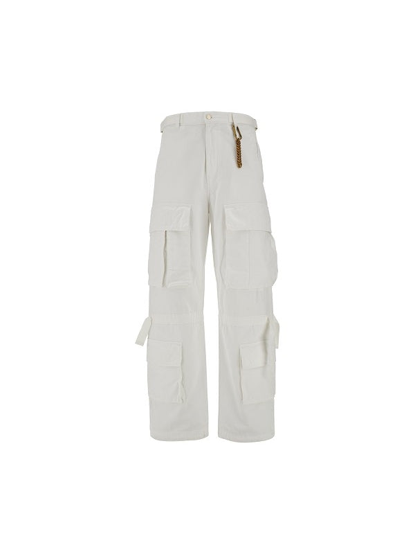 White Cotton Cargo Pants