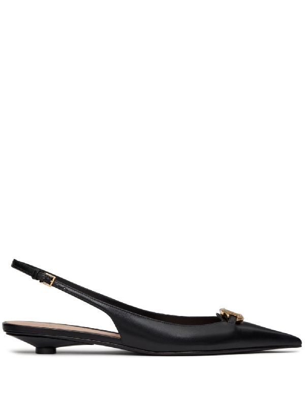 V Logo Bold
  Leather Slingback Heel