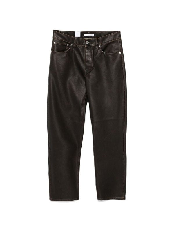 ストレートフェイクレザーパンツ