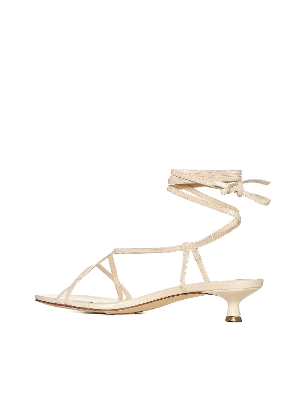 Ankle Strap Leather Sandal Heels