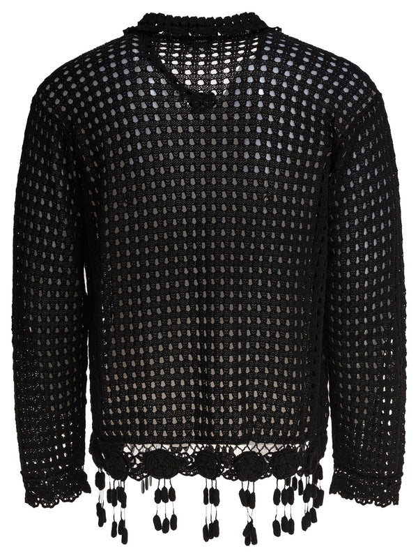 Tassel Openwork Cotton Cardigan