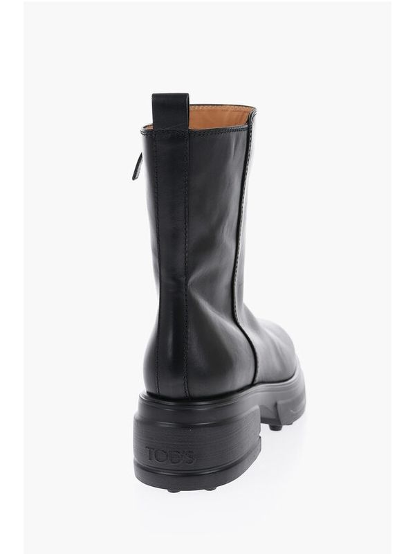 Black Calfskin Zip-Up Ankle Boots