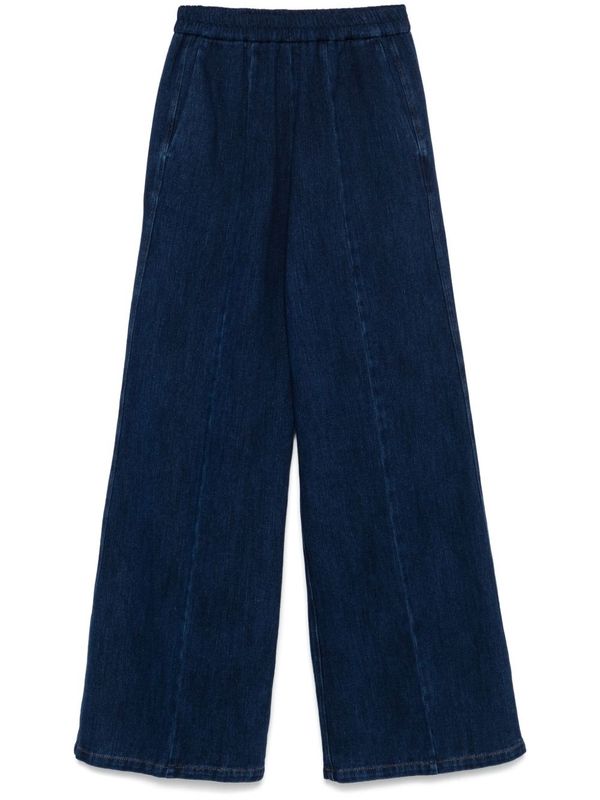 Wide Banded
  Denim Pants