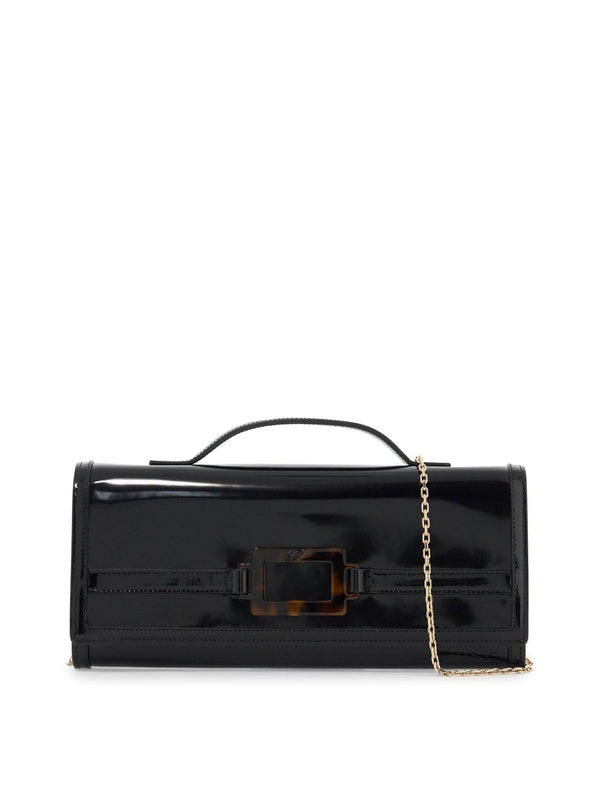 Buckle Brushed Leather Chain Clutch Bag