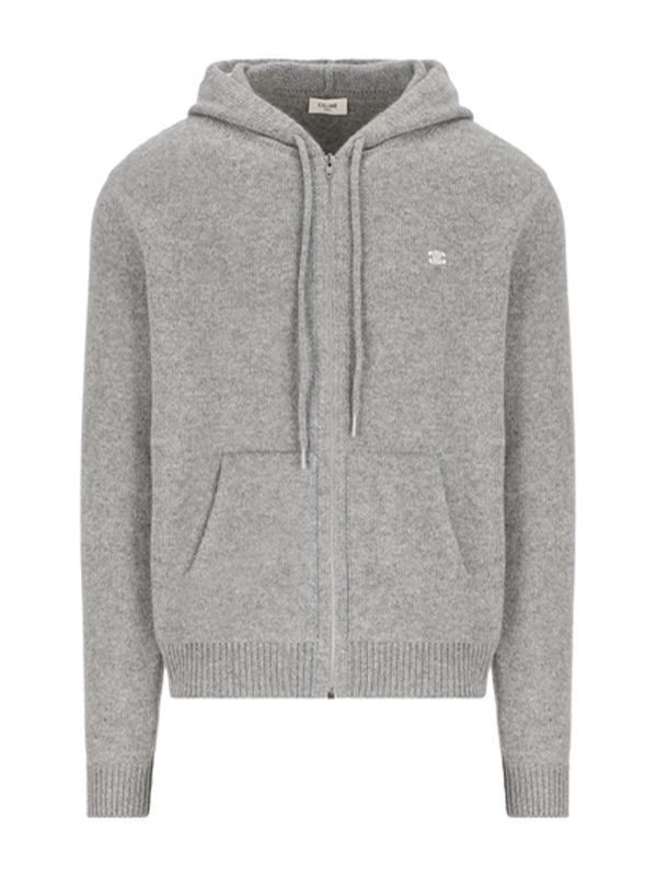 Triomphe Logo Embroidery Wool Hoodie Zip-up