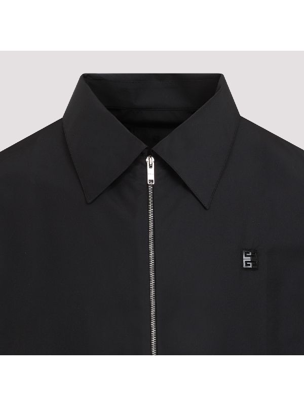 4g Metal Logo Zip-Up Short
  Sleeve Shirt