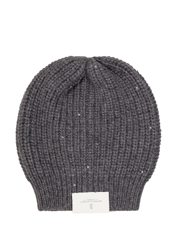 Logo Sequin Knit Beanie