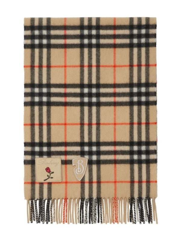 Appliqué Logo Patch Check Cashmere Scarf