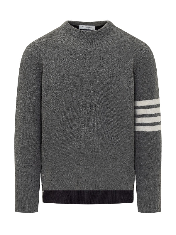 4-Bar Jacquard Crew Neck Knit