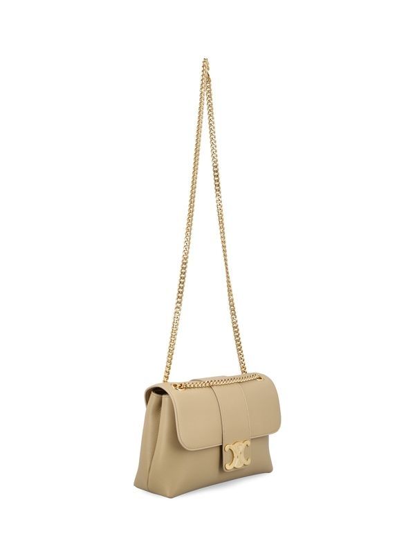 Victoire Logo Leather Medium Shoulder Bag