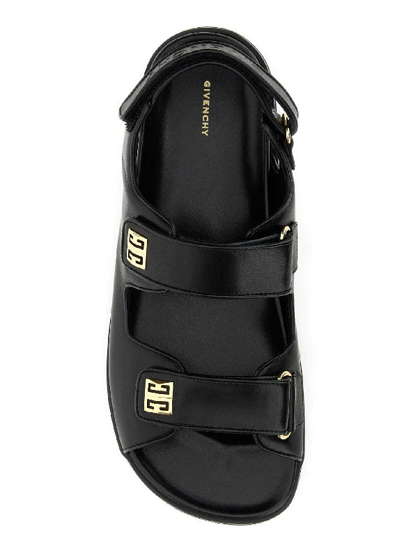 4g Metal Logo Velcro Strap Sandals
