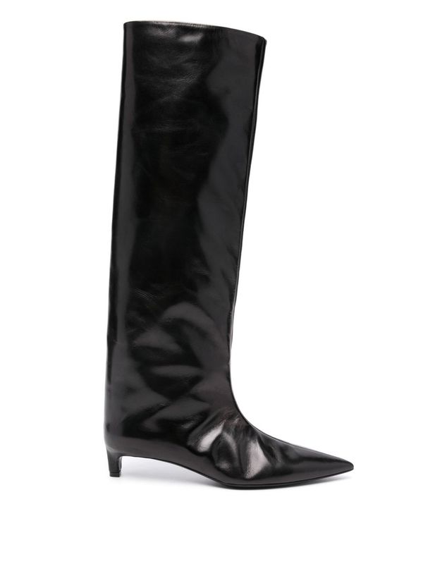 Black Leather High Boots