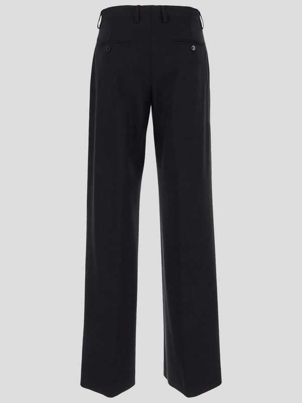 Black Pin Tuck Wool Pants