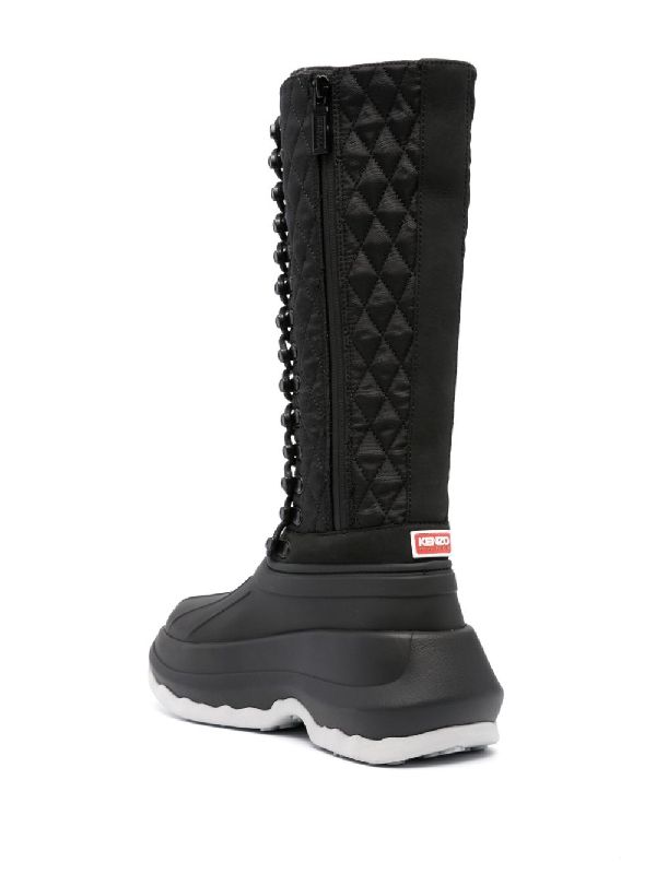 Hunter Quilted Embellished Lace-up Boots