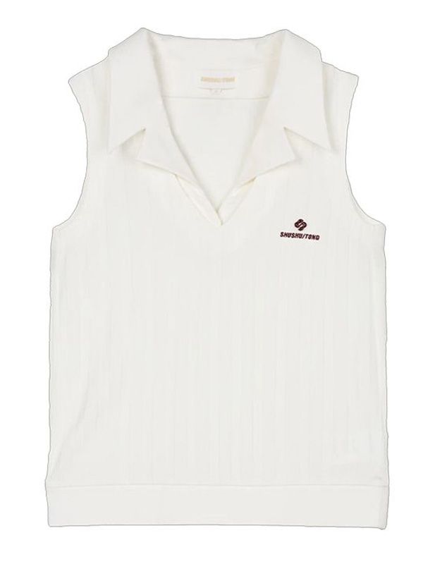 Logo Stripe Knit Sleeveless Top