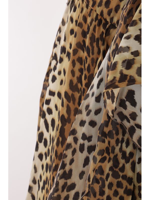 Leopard Print Ruffle Long Dress