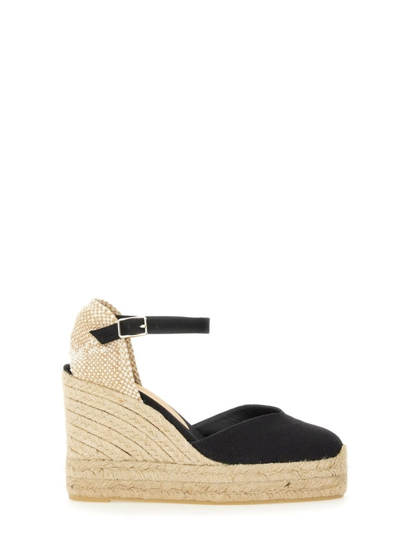 Castañer Black Beige Wedge Sandals
