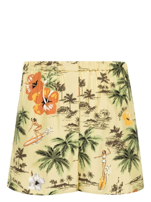 Allover Printing Silk Shorts