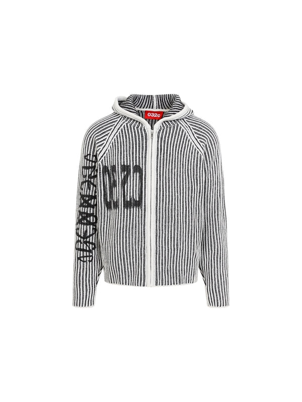 Logo Printing Wool Blend Hoodie Zip-Up