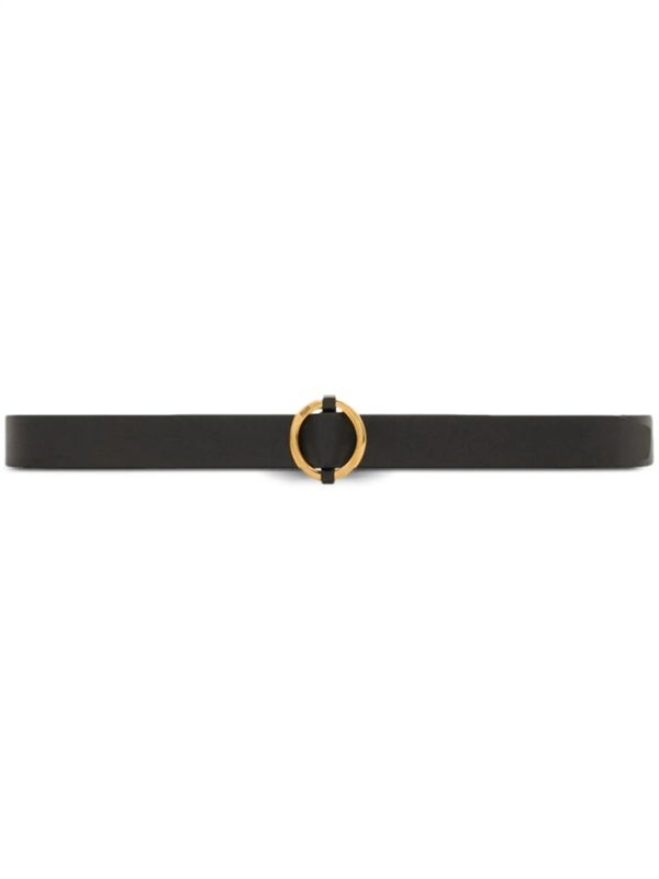 Engraved Logo Buckle Leather Belt