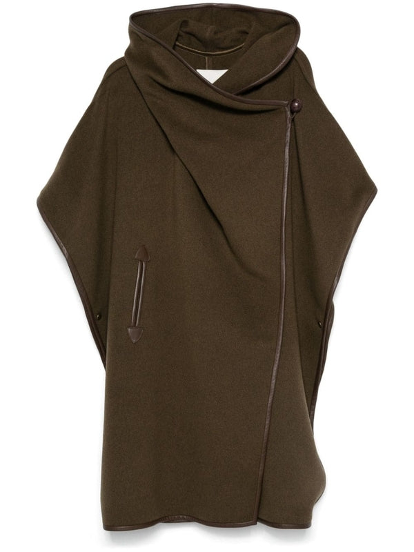 Brown Wool Cashmere Hooded Cape