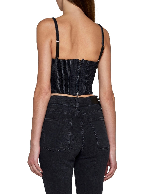 Back Zipper Denim Sleeveless Top