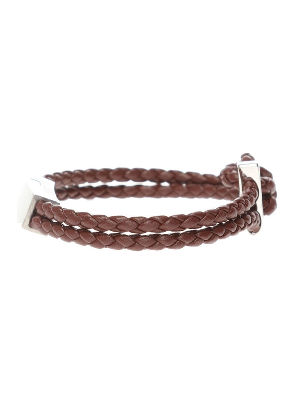 Gancini Decorated Braid Leather Bracelet