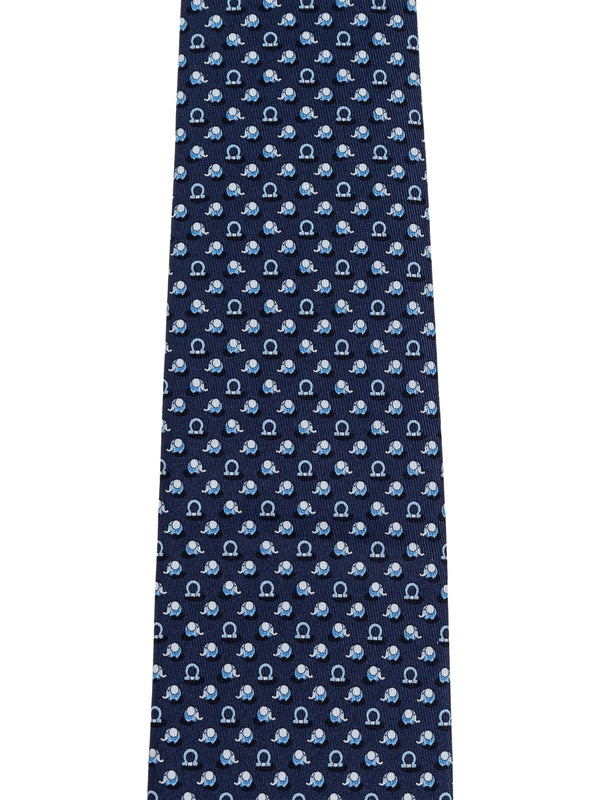 Gancini Pattern Silk Tie