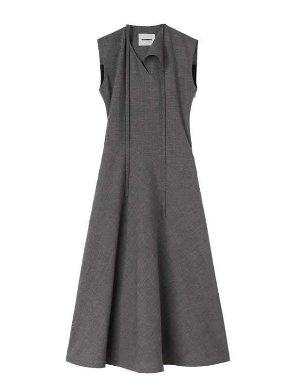 Asymmetric Tie Wool Dress