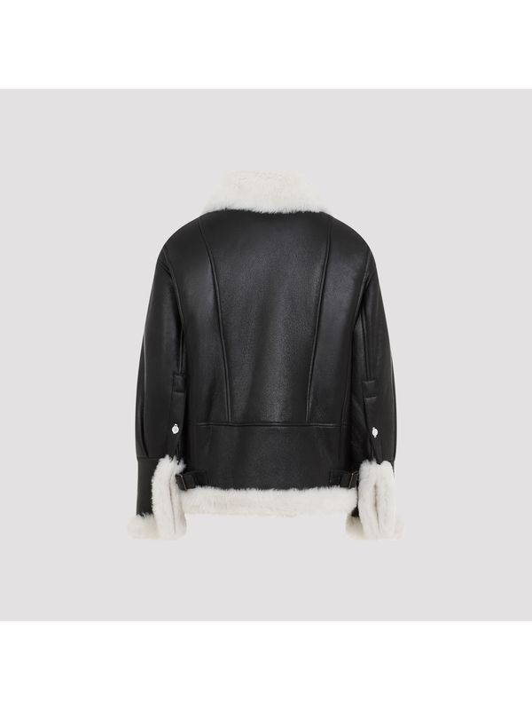 LOEWE - Black Leather Shearling Jacket - Jente