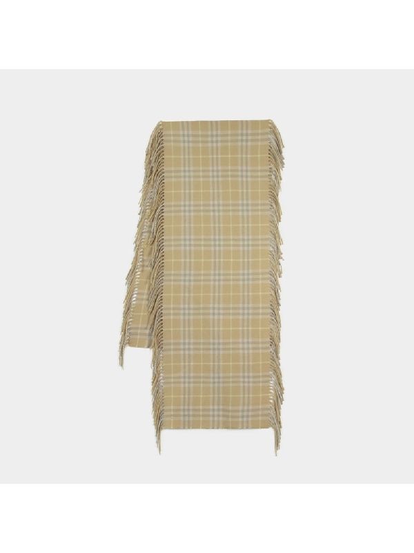 Check Cashmere Fringe Muffler