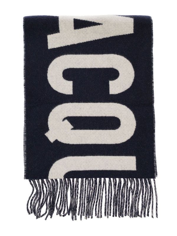 Logo Fringe Wool Scarf