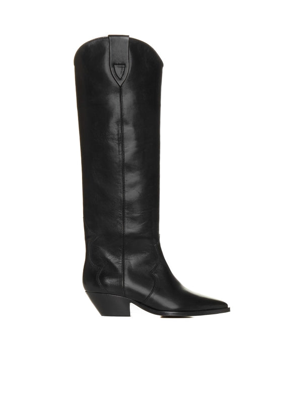 Black Pointed Toe Calfskin High Boots