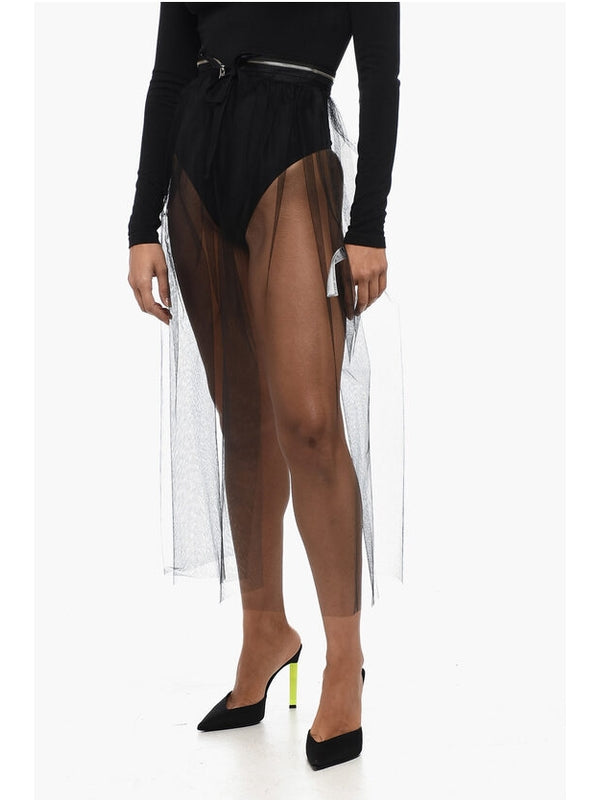 Zipper Waist Semi Sheer Skirt