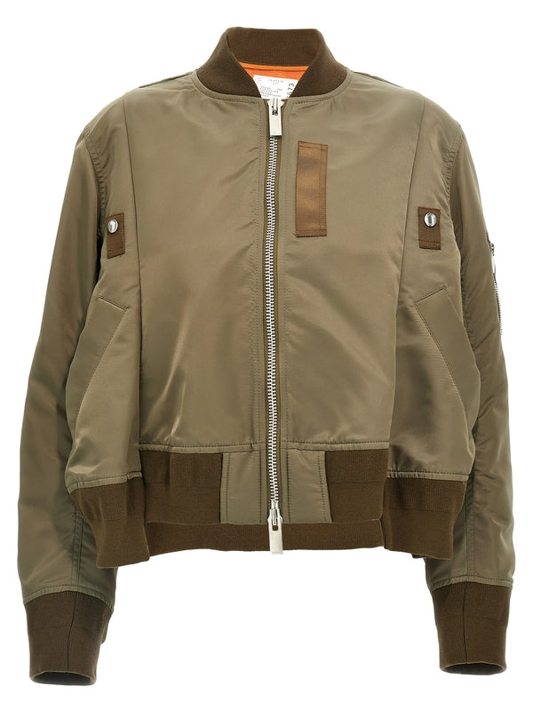 Asymmetric
  Detail Nylon Bomber Jacket