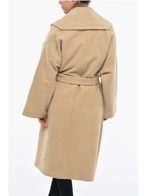 Back Logo Belted Wool Coat