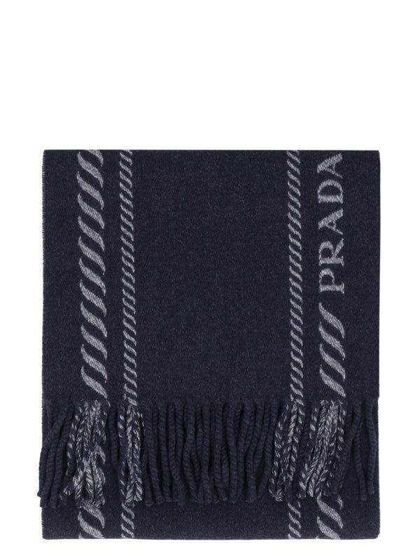 Prada Navy Wool Mufflers