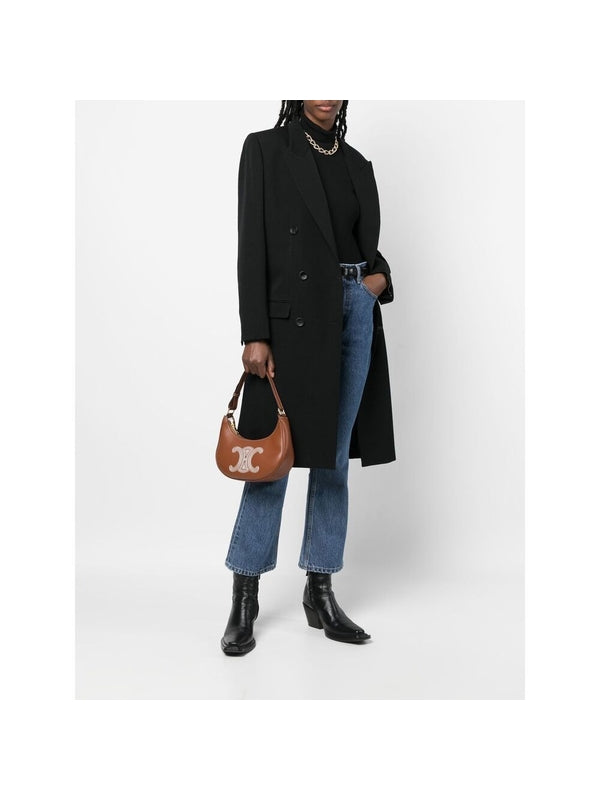 Ava Triophe Logo Leather
  Shoulder Bag