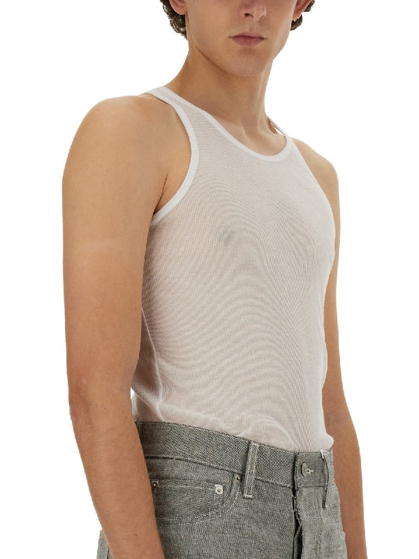 Back Stitch Cotton Silk Tank Top