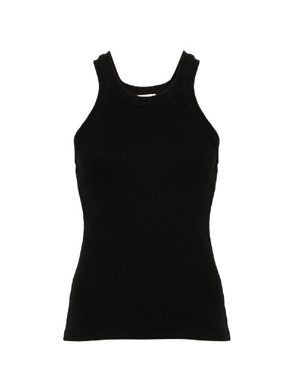 Logo Embroidery Ribbed Cotton Tank Top