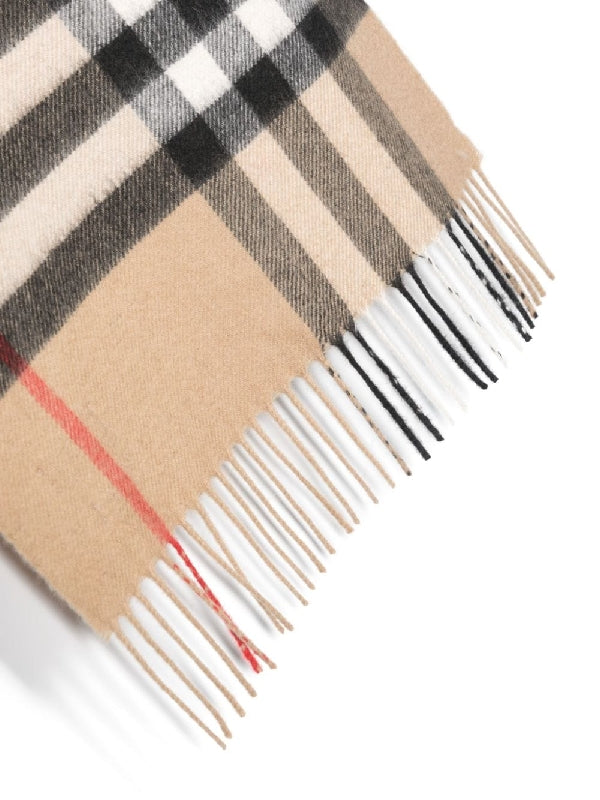 Check Cashmere Fringe Muffler