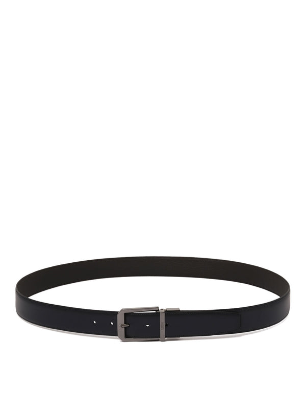 Z Zegna Navy Leather Belts