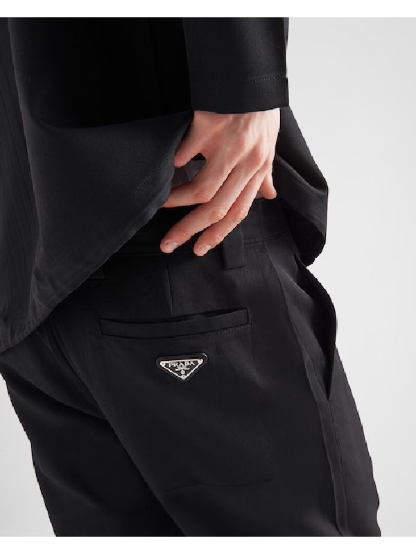 Back Triangle Logo Patch Wool Pants