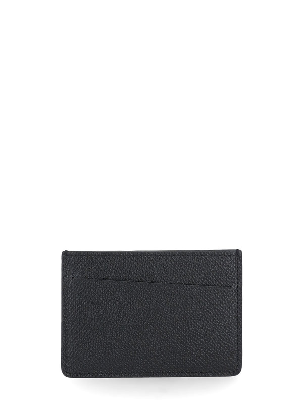 Stitch Detail Calfskin Card Wallet