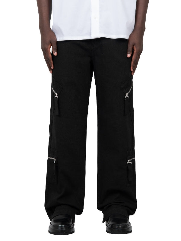 Zipper Detail Cotton Cargo Pants