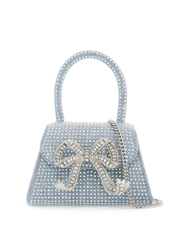 Bow Rhinestone Denim Micro Tote Bag - Jente