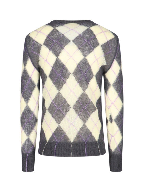 Argyle Pattern Mohair Knit